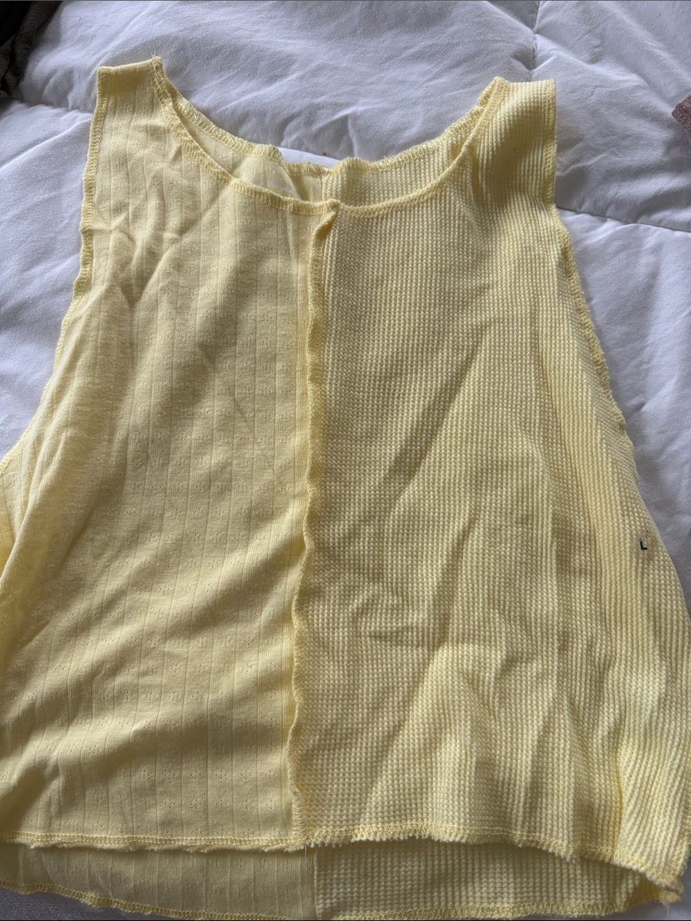 American Eagle Outfitters Light Yellow Knit Crop Tank